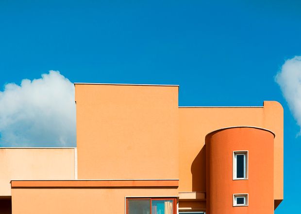Painted exterior facade of a modern house