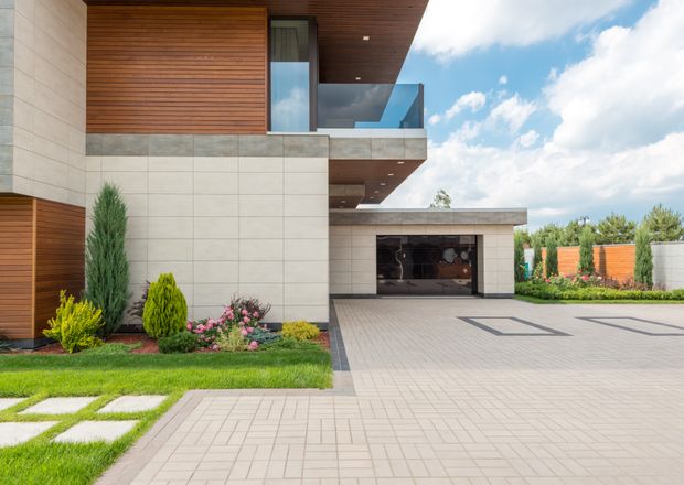 Outdoor patio with garden landscaping